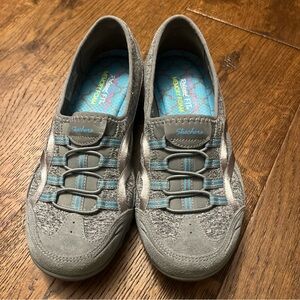 Relaxed Fit Memory Foam Grey Leather Slip On Comfort Breathe Easy 7 EUC Flats